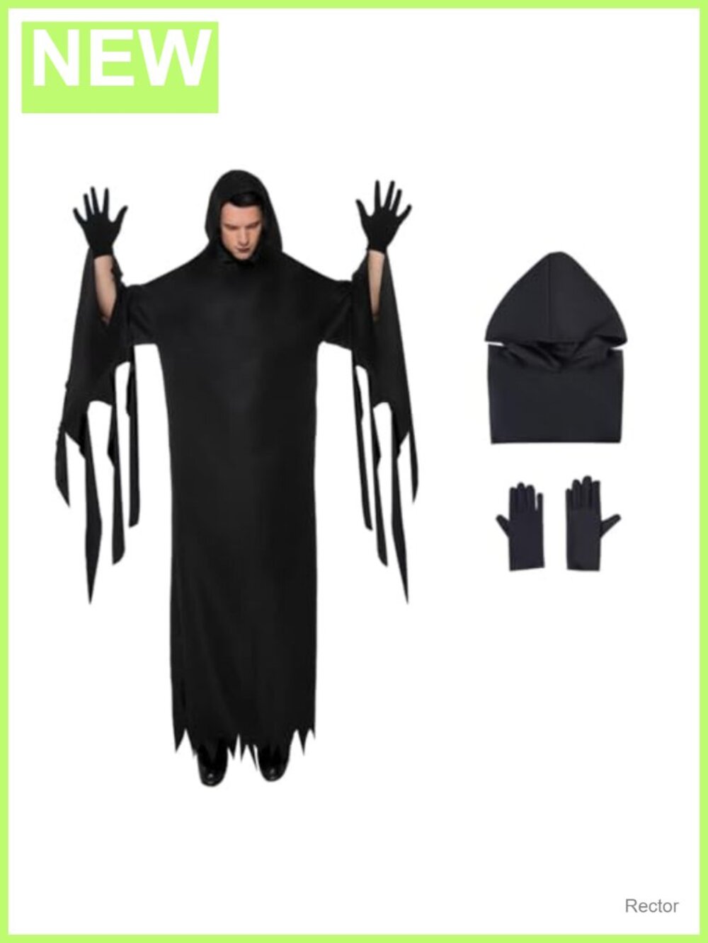 Unisex Hooded Robe Mask Gloves Horror Cosplay Costume Halloween Outfit
